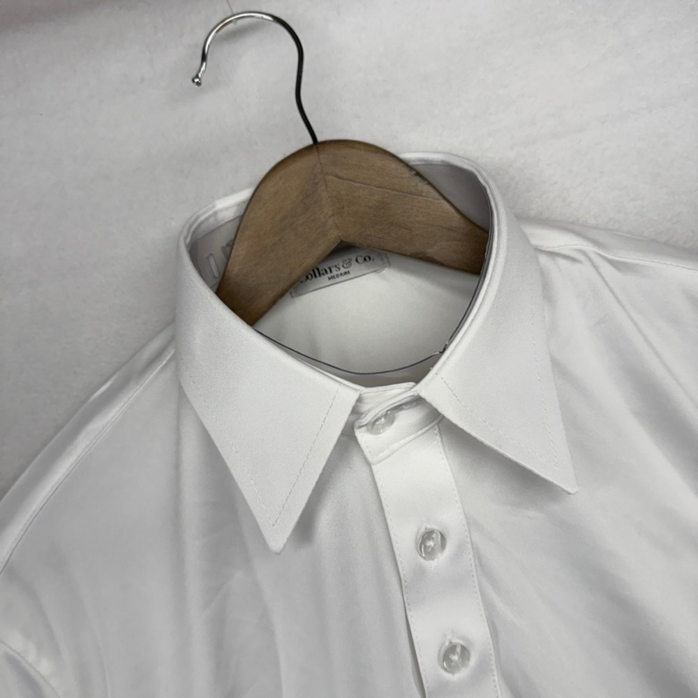 Collars Co Polo Shirt Mens Medium White The Dress Collar Point Performance NEW